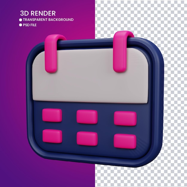 Renderização 3d de calendário de papelão fofo