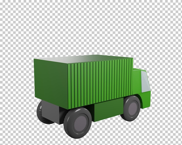Renderização 3D de caminhão de carga verde