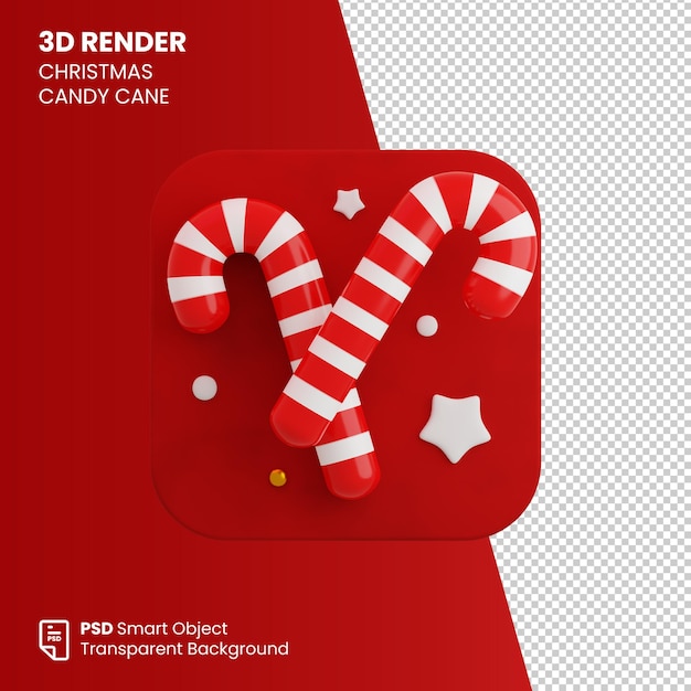 PSD renderização 3d de cana de doces de natal