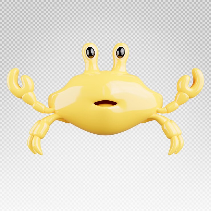 PSD renderização 3d de caranguejo amarelo com smiley