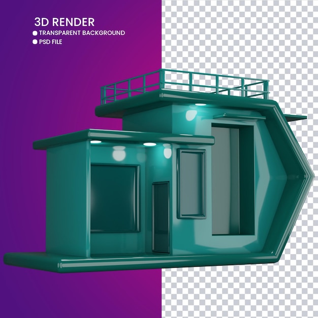 Renderização 3d de casa fofa