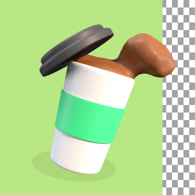 Renderização 3D de chá verde e café PSD