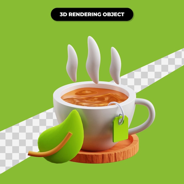 Renderização 3d de chá verde quente