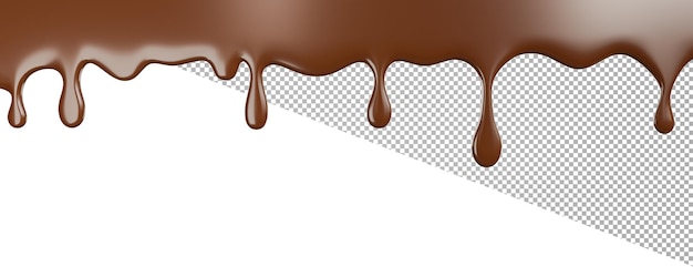 Renderização 3d de chocolates derretidos em fundo transparente, traçado de recorte