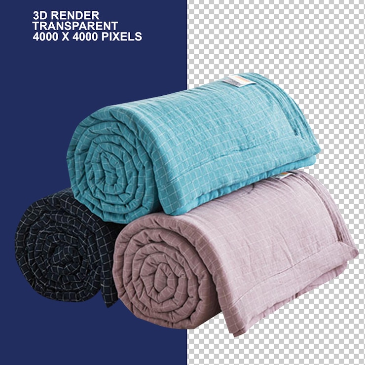 PSD renderização 3d de cobertores enrolados