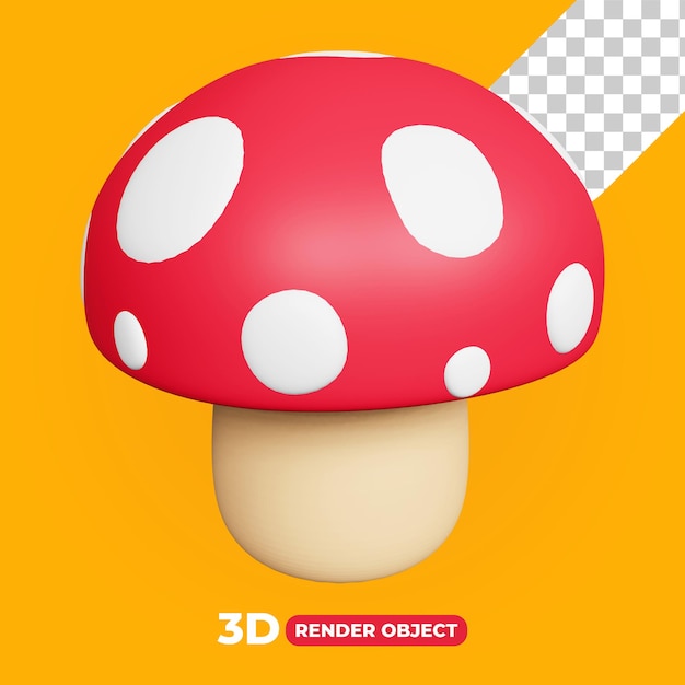 PSD renderização 3d de cogumelo vermelho