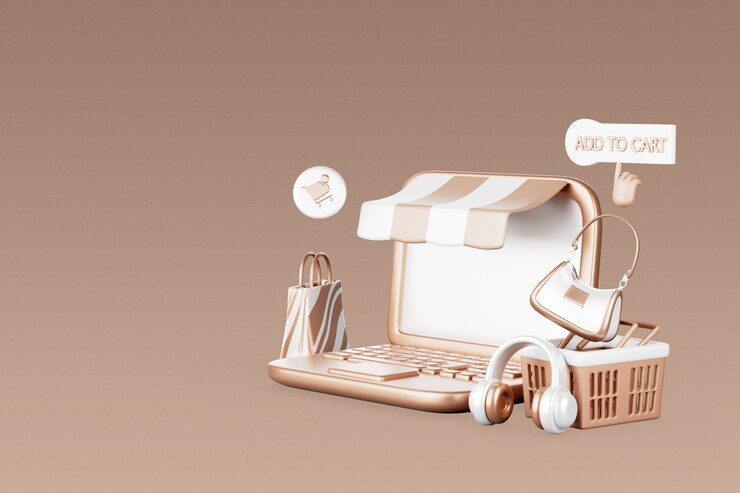 PSD renderização 3d de compras online