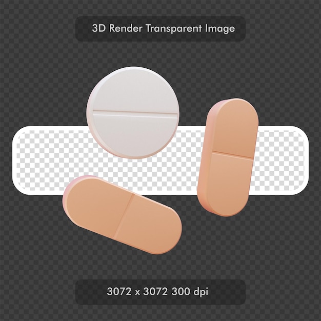 Renderização 3D de Comprimidos de Medicina