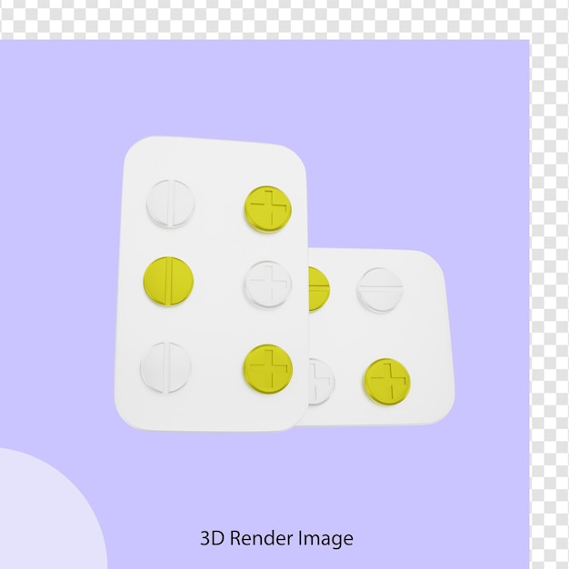 renderização 3D de comprimidos médicos de dois comprimidos