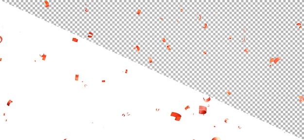 PSD renderização 3d de confete vermelho em fundo transparente, traçado de recorte