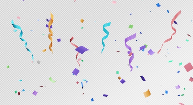 renderização 3D de confetes coloridos voando