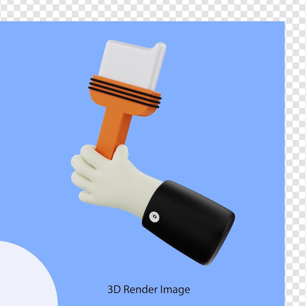 PSD renderização 3d de construção segurando o pincel