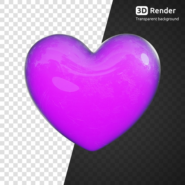 Renderização 3d de coração roxo colorido