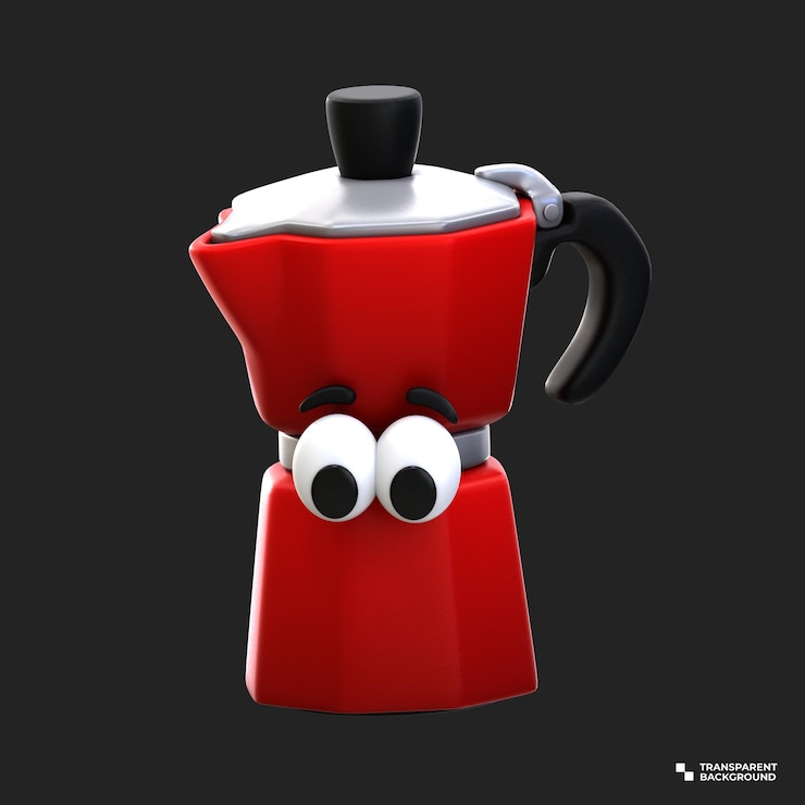 PSD renderização 3d de desenho animado icon cooking tool series coffee pot