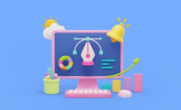 renderização 3D de design gráfico