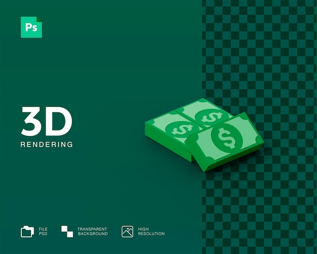 Renderização 3d de dinheiro isolada