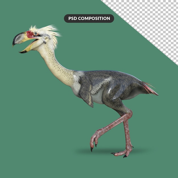 PSD renderização 3d de dinossauro phorusrhacos