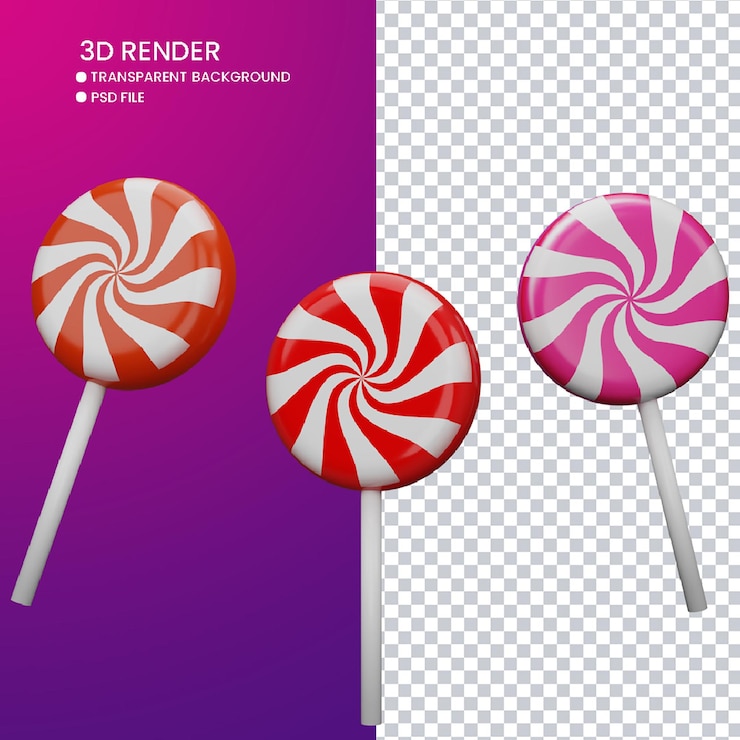 renderização 3D de doces fofos