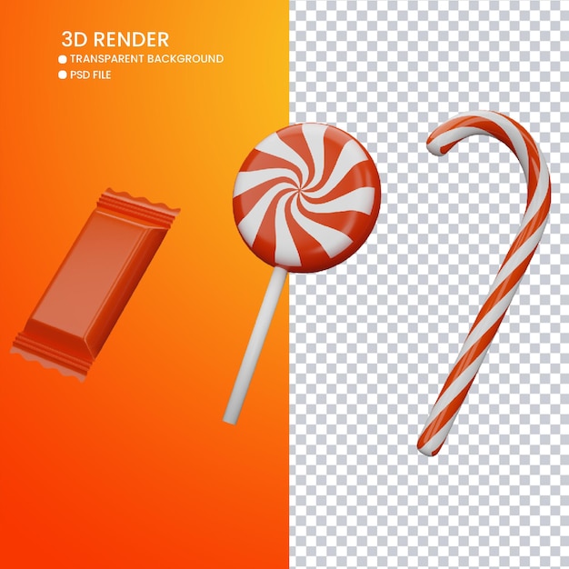 Renderização 3d de doces fofos