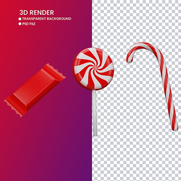 Renderização 3d de doces fofos