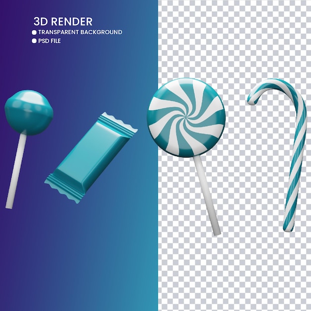 renderização 3D de doces fofos