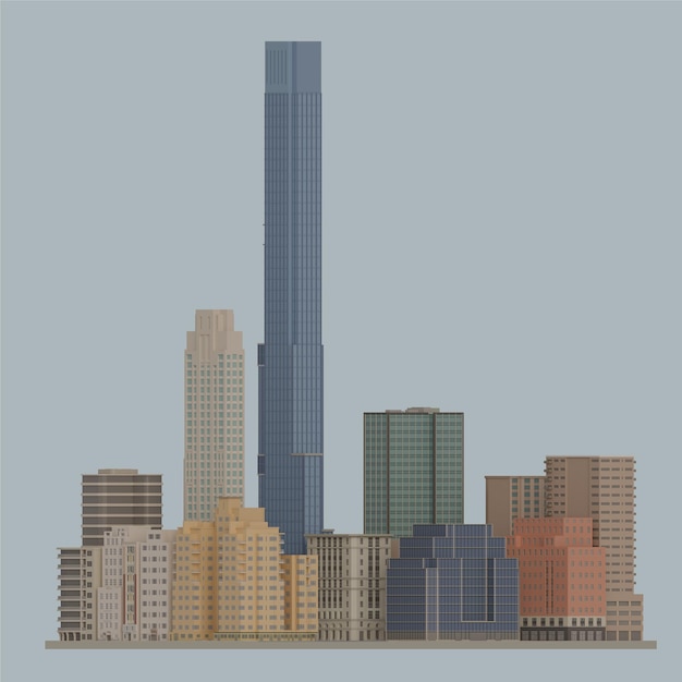 Renderização 3d de edifícios arranha-céus cityscape nyc