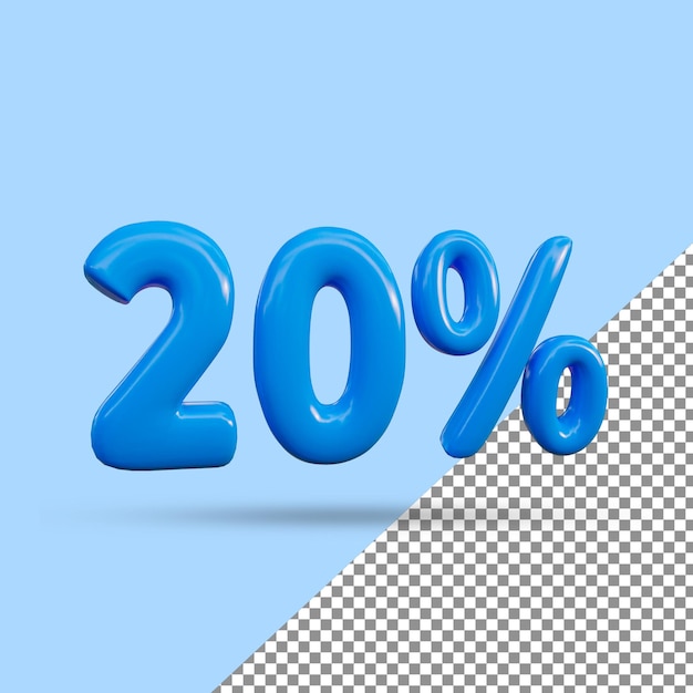 Renderização 3D de efeito de texto de 20 por cento