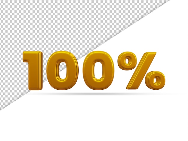 PSD renderização 3d de efeito de texto dourado 100 por cento