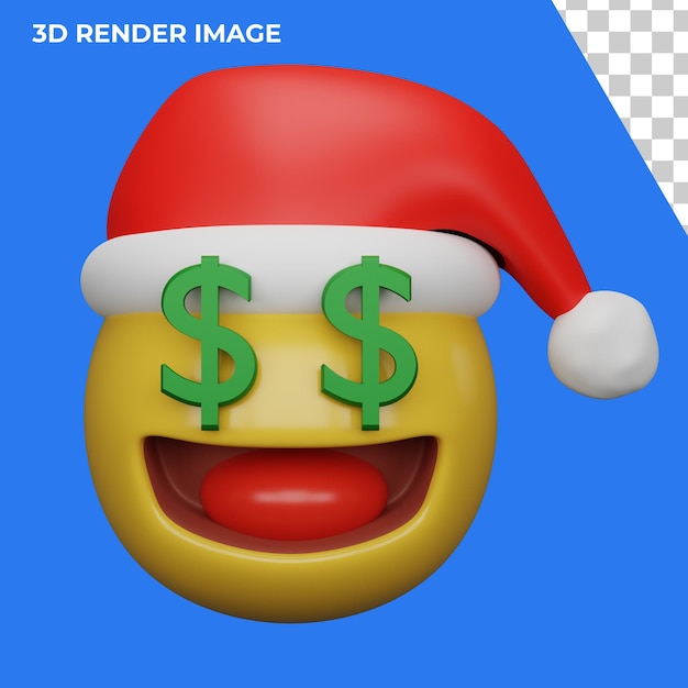 Renderização 3D de emojis de Natal e Ano Novo