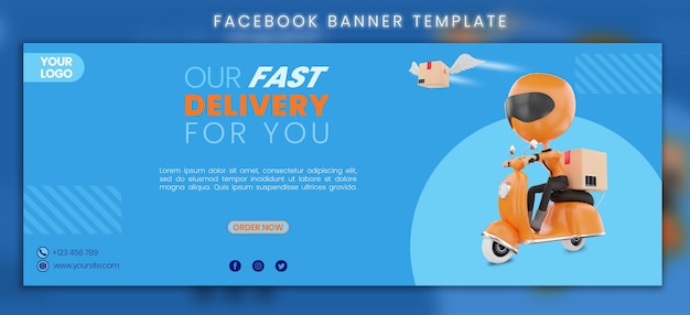 PSD renderização 3d de entrega rápida para anúncios do facebook