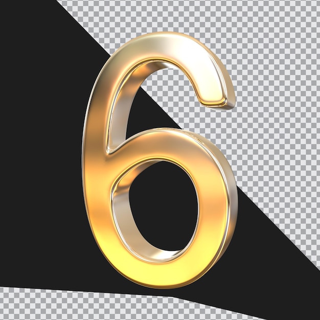 PSD renderização 3d de estilo dourado número 6