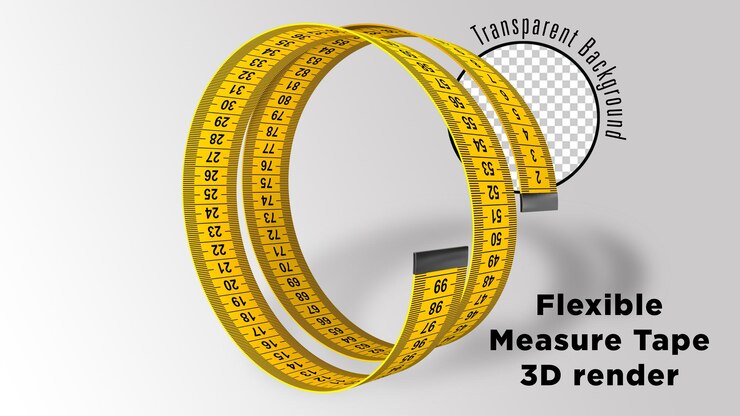 PSD renderização 3d de fita de medição flexível