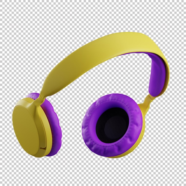 Renderização 3d de fones de ouvido coloridos psd