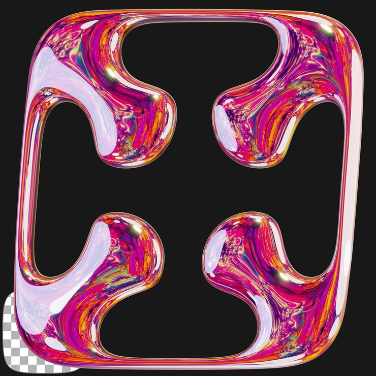PSD renderização 3d de forma abstrata do y2k em fundo transparente