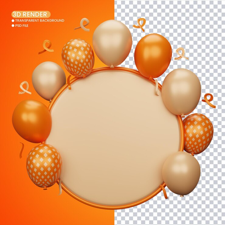 PSD renderização 3d de fundo de balão para mídias sociais
