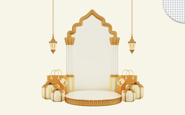 Renderização 3d de fundo islâmico para ramadan kareem eid al fitr