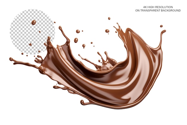 Renderização 3D de fundo transparente isolado de Chocolate Splash