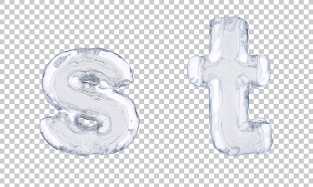 Renderização 3D de gelo alfabeto se alfabeto t