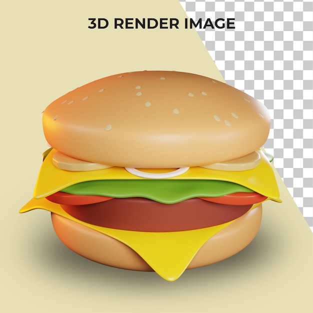 PSD renderização 3d de hambúrguer de fast food