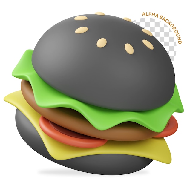 PSD renderização 3d de hambúrguer de fast-food