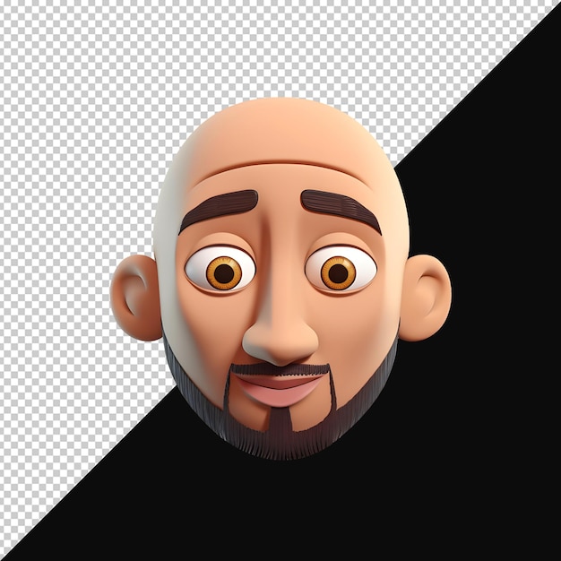 PSD renderização 3d de homens carecas com barba renderização 3d de tiro na cabeça de homens carecas png 3d cabeça de avatar transparente