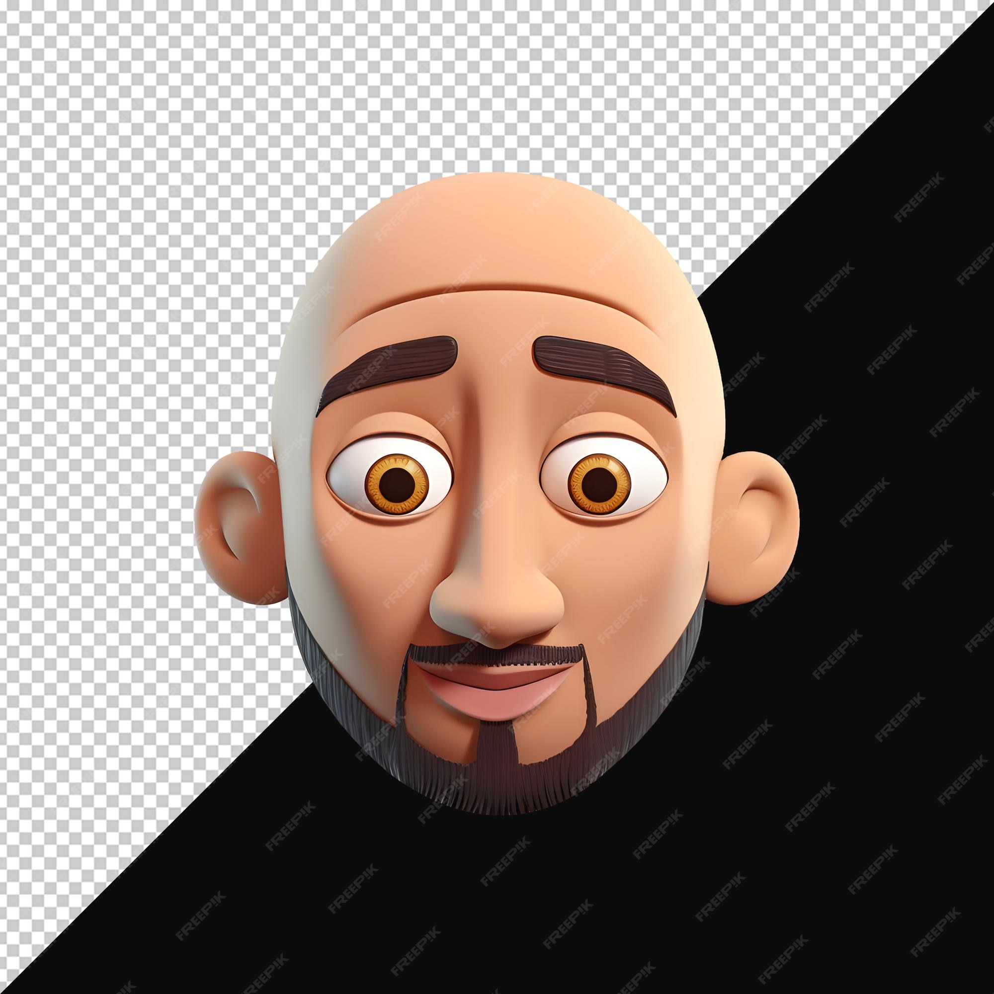 Renderização 3d de homens carecas com barba renderização 3d de tiro na  cabeça de homens carecas png 3d cabeça de avatar transparente