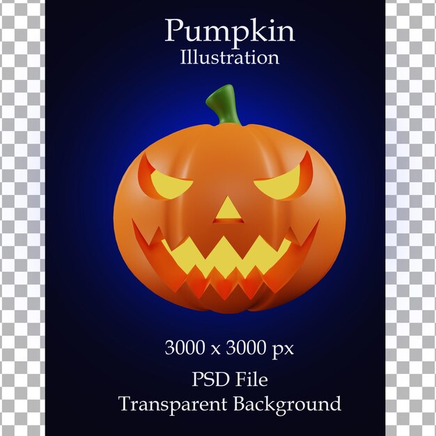 PSD renderização 3d de ilustração de abóbora de halloween