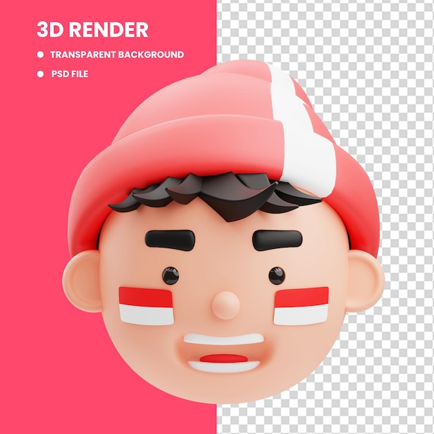 Ilustração de avatar de menino de desenho animado de renderização