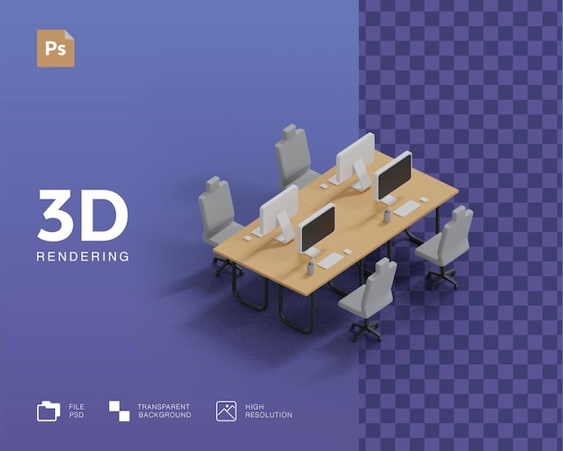 Renderização 3d de ilustração de escritório