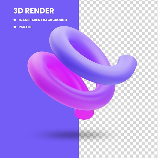 Renderização 3d de ilustração de ícone de forma de curva circular ascendente colorida gradiente para elemento de layout