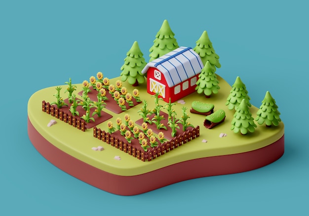 Renderização 3D de ilustração de paisagem