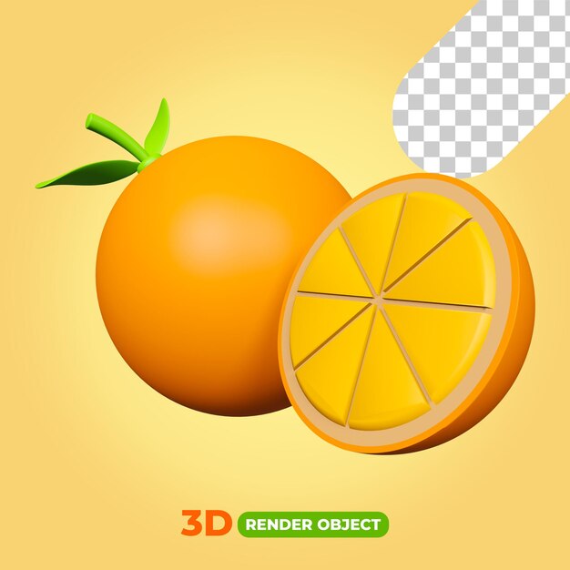 PSD renderização 3d de ilustração laranja