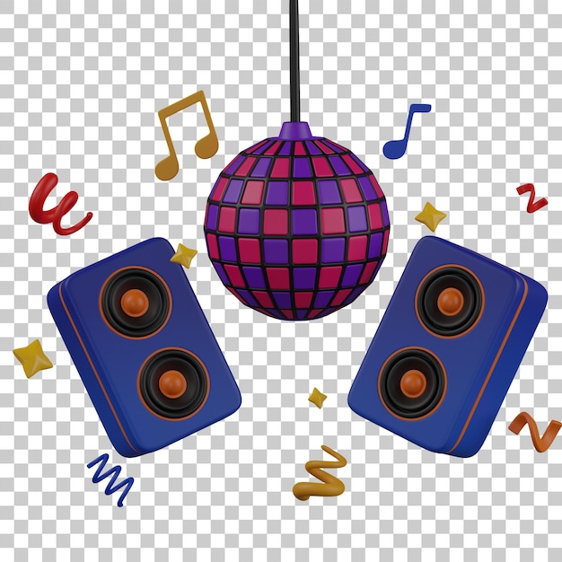 renderização 3D de karaokê disco com ilustração de speackers