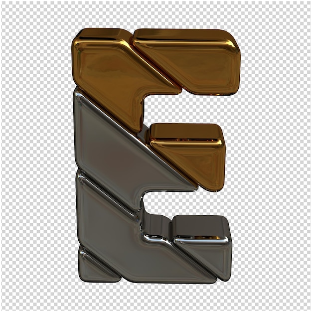 Renderização 3d de letras de ouro e prata